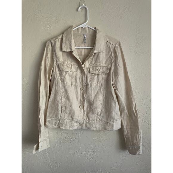 Lulu B Womens/Teen Linen Jacket Size XS Cream/White color Distressed Summer - Picture 7 of 7